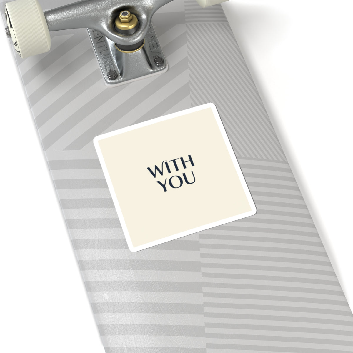 WITH YOU minimalist cyber chrome Kiss-Cut Sticker | Y2K core sleek metallic