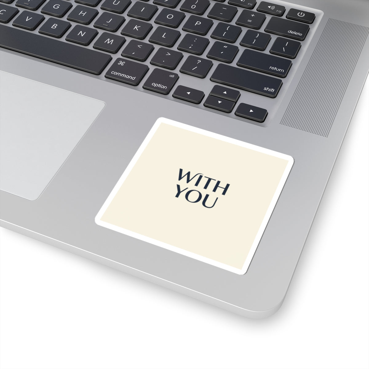 WITH YOU minimalist cyber chrome Kiss-Cut Sticker | Y2K core sleek metallic