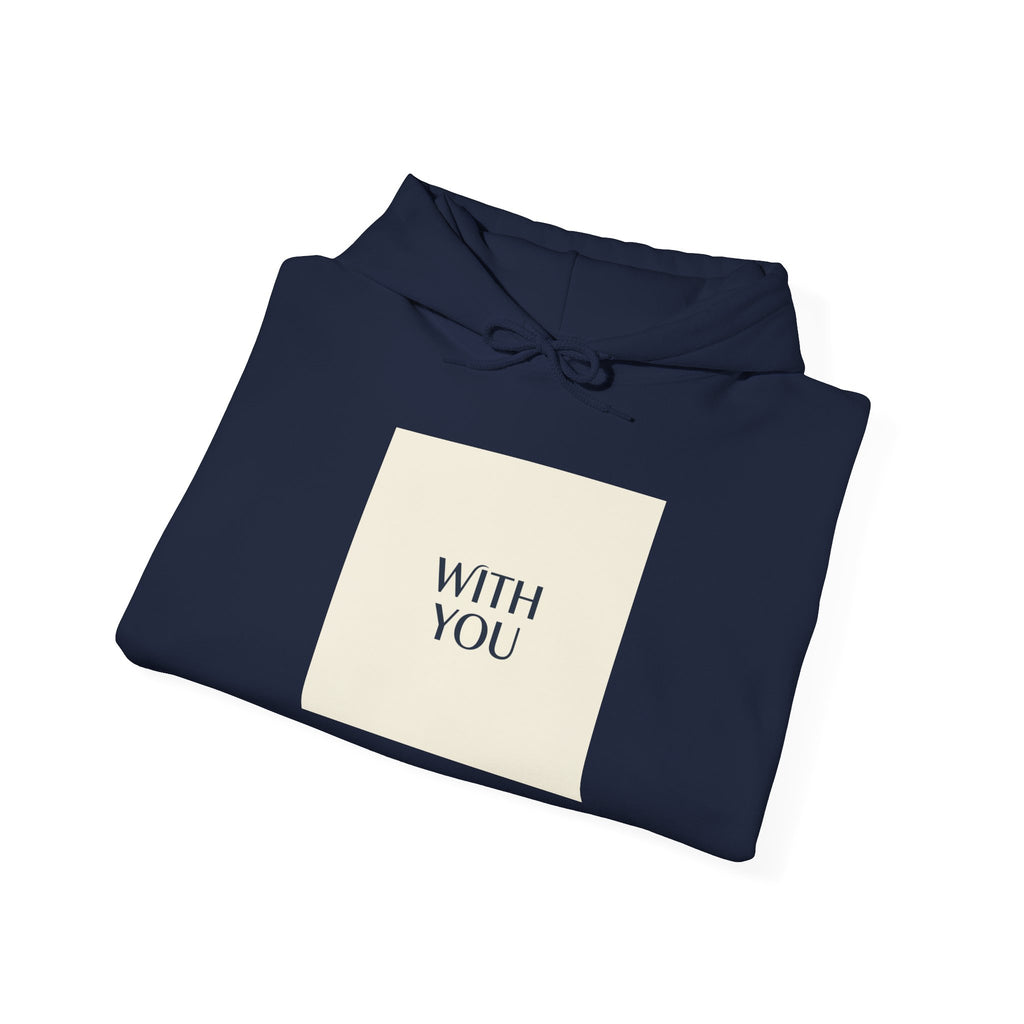 WITH YOU minimalist chrome text Hoodie | Cyber Y2K minimal, sleek metallic