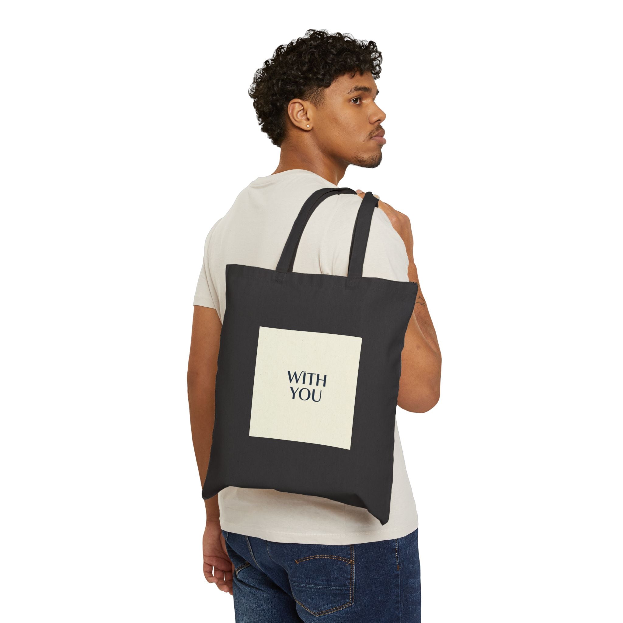 WITH YOU Tote, Cyber Chrome Y2K Minimal, Futuristic Minimal Metallic