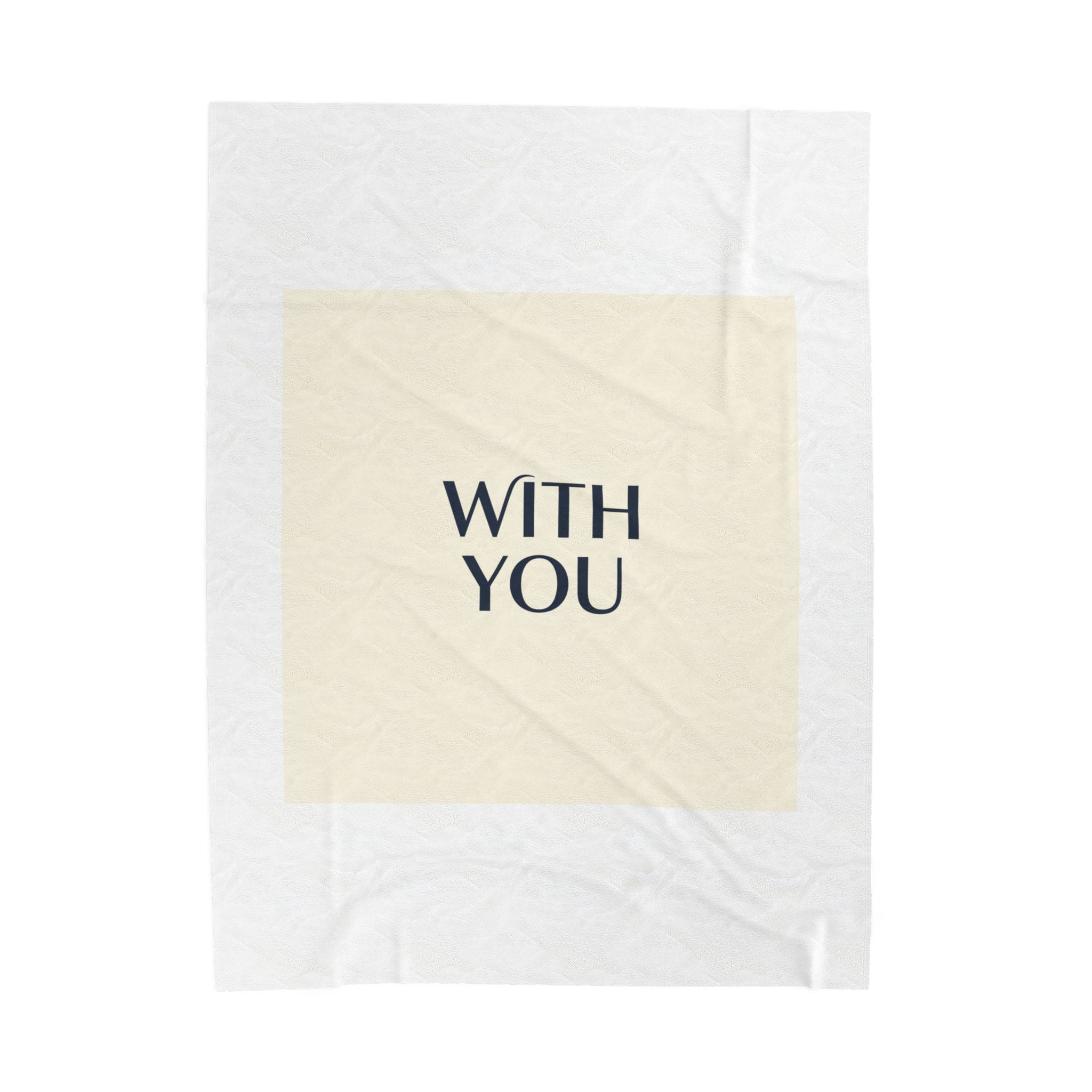 WITH YOU Minimal Text Throw Blanket | Cyber Y2K Minimal, Sleek Metallic