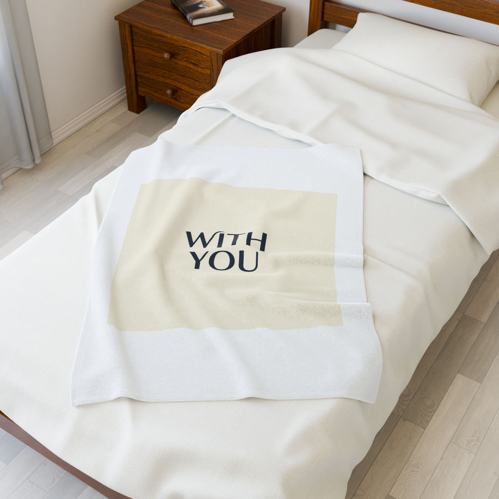 WITH YOU Minimal Text Throw Blanket | Cyber Y2K Minimal, Sleek Metallic