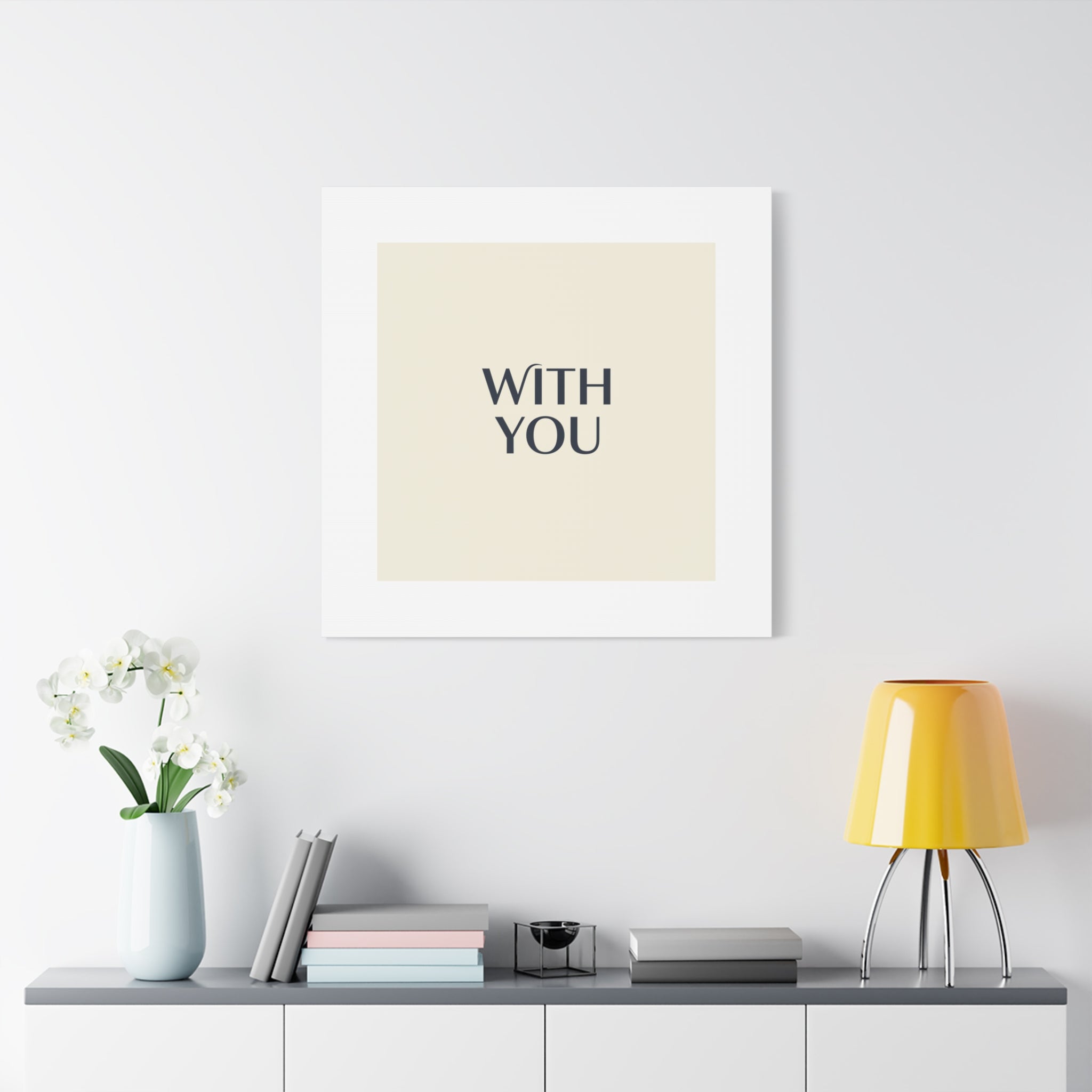 Minimal 'WITH YOU' Matte Canvas | Cyber Y2K Minimal, Sleek Metallic