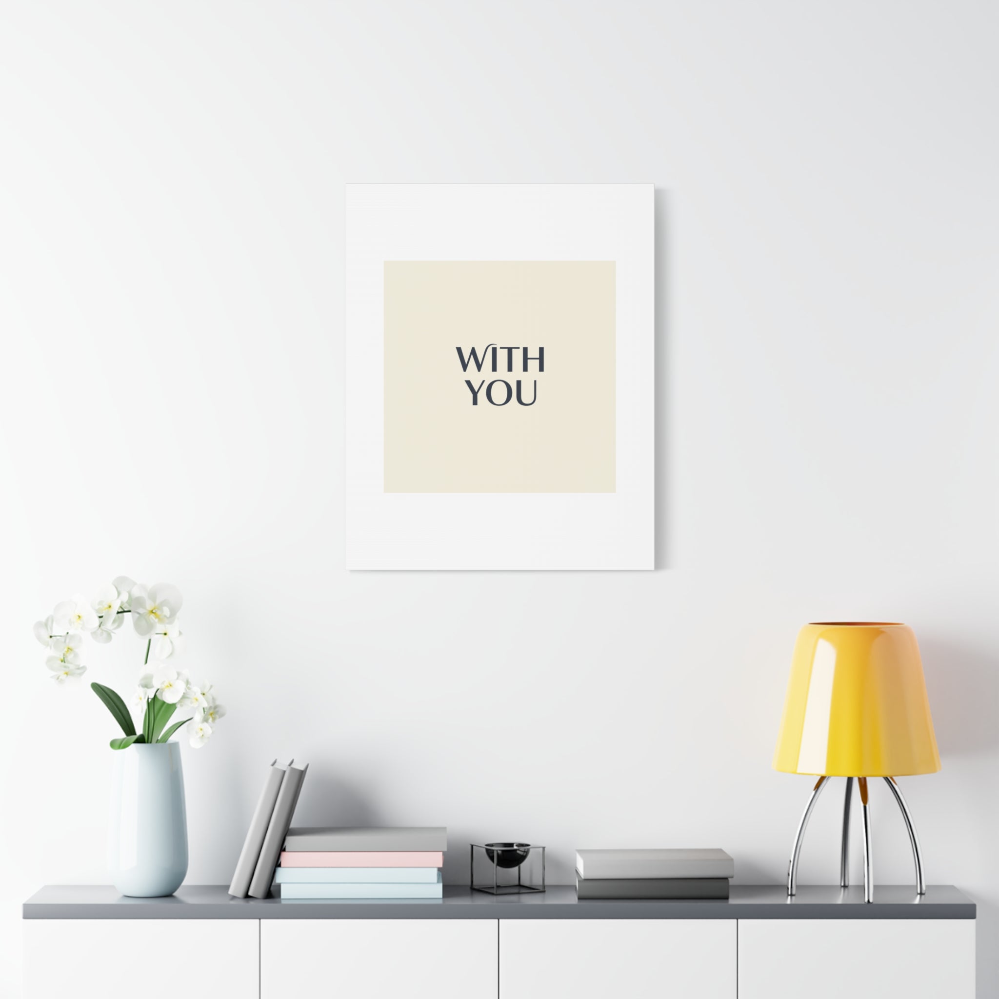 Minimal 'WITH YOU' Matte Canvas | Cyber Y2K Minimal, Sleek Metallic