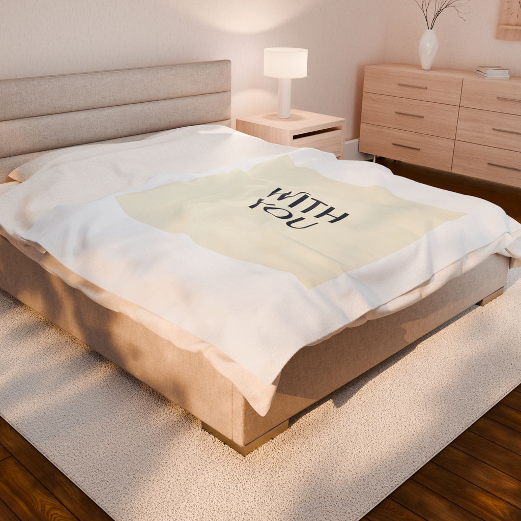 WITH YOU Minimal Text Throw Blanket | Cyber Y2K Minimal, Sleek Metallic