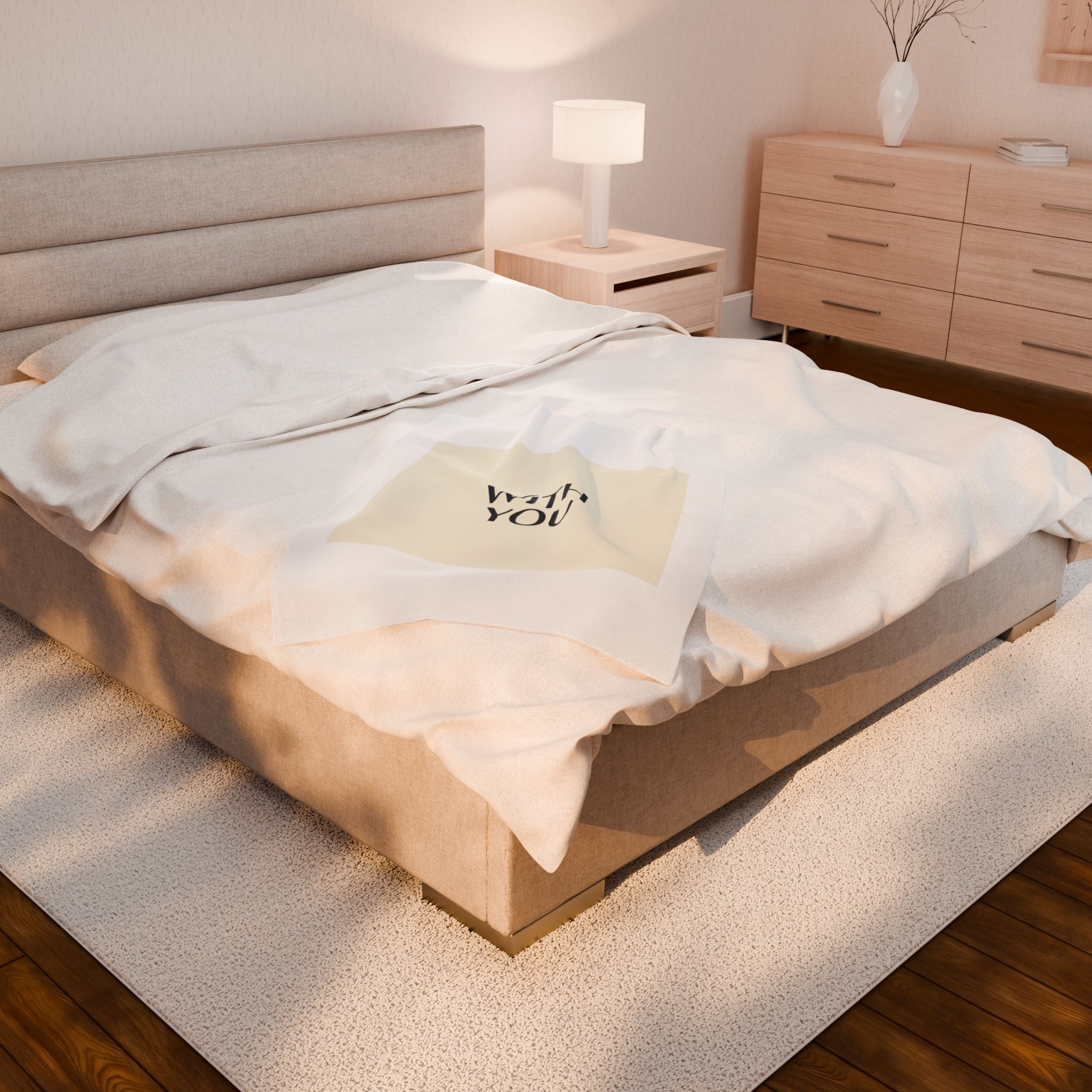 WITH YOU Minimal Text Throw Blanket | Cyber Y2K Minimal, Sleek Metallic