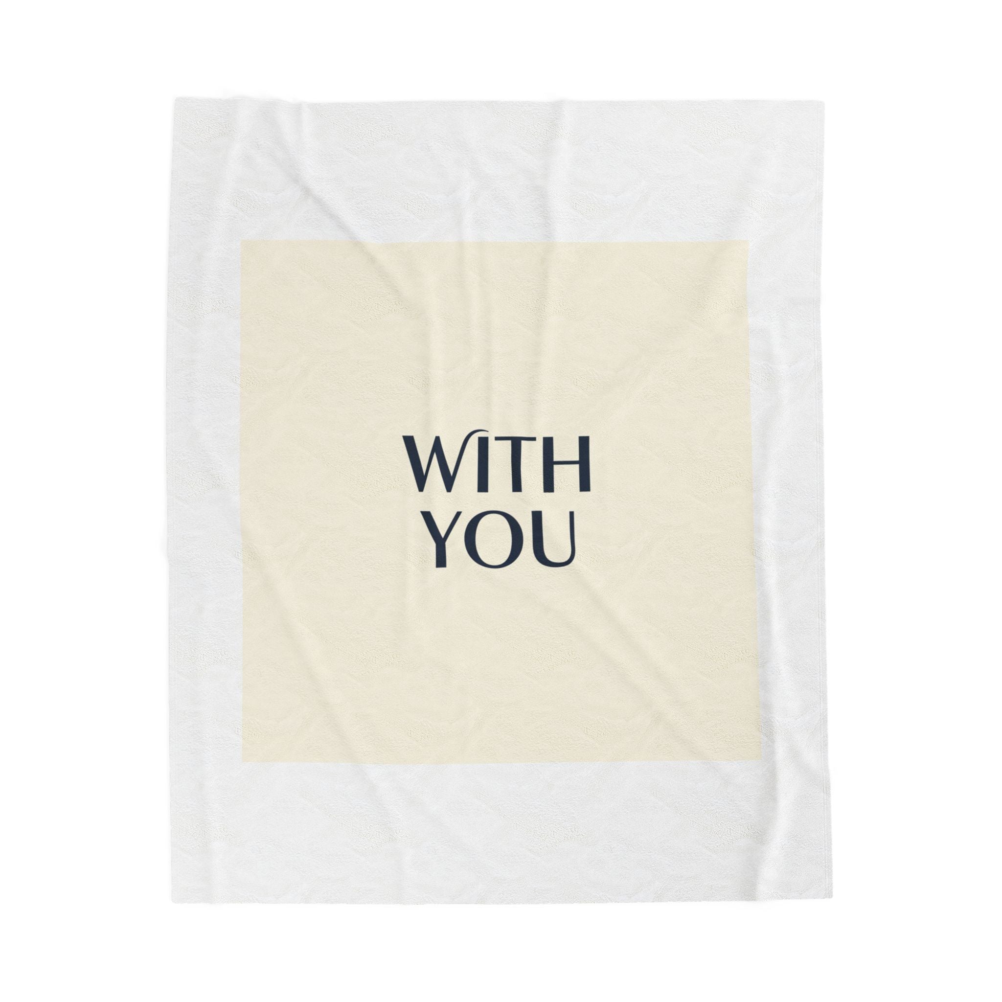 WITH YOU Minimal Text Throw Blanket | Cyber Y2K Minimal, Sleek Metallic