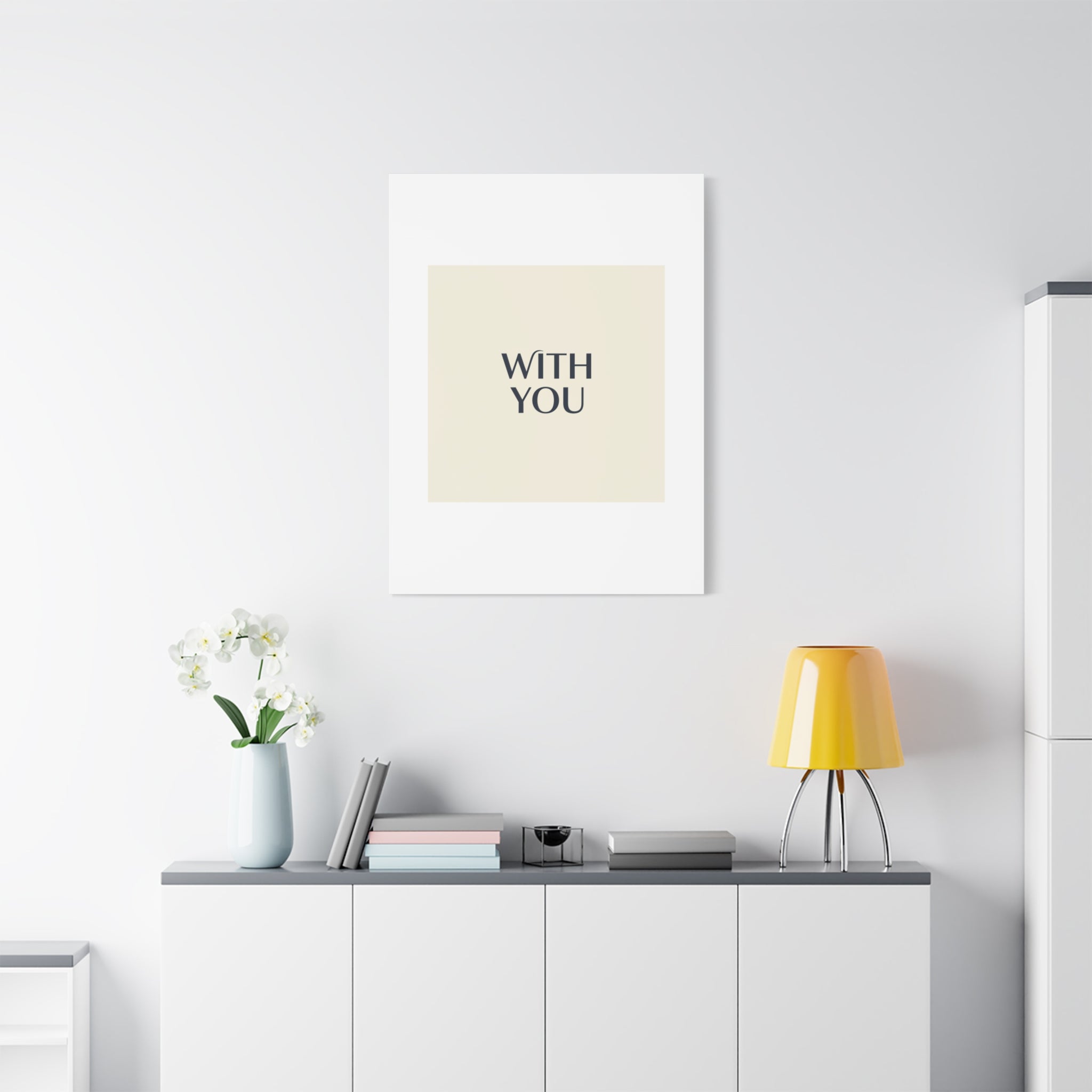 Minimal 'WITH YOU' Matte Canvas | Cyber Y2K Minimal, Sleek Metallic