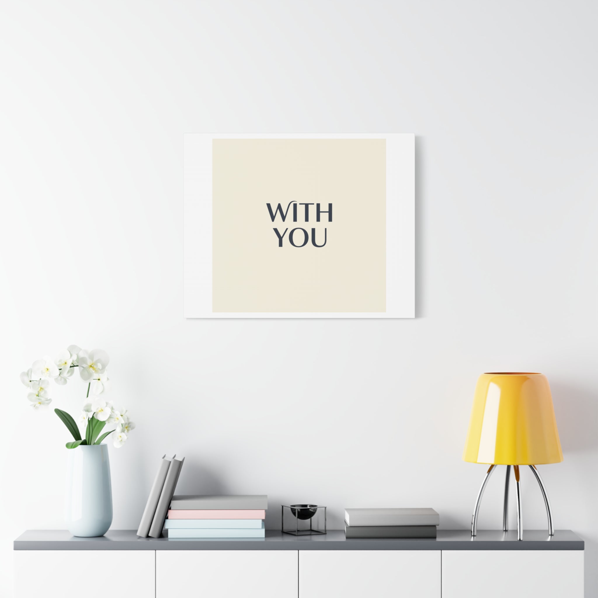 Minimal 'WITH YOU' Matte Canvas | Cyber Y2K Minimal, Sleek Metallic