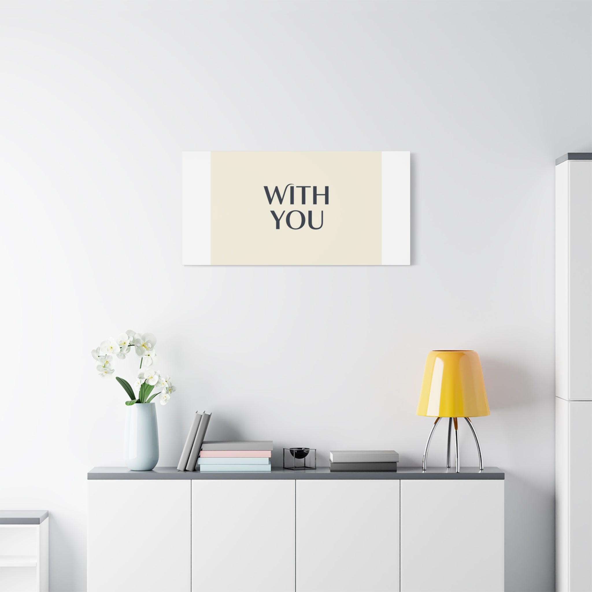 Minimal 'WITH YOU' Matte Canvas | Cyber Y2K Minimal, Sleek Metallic