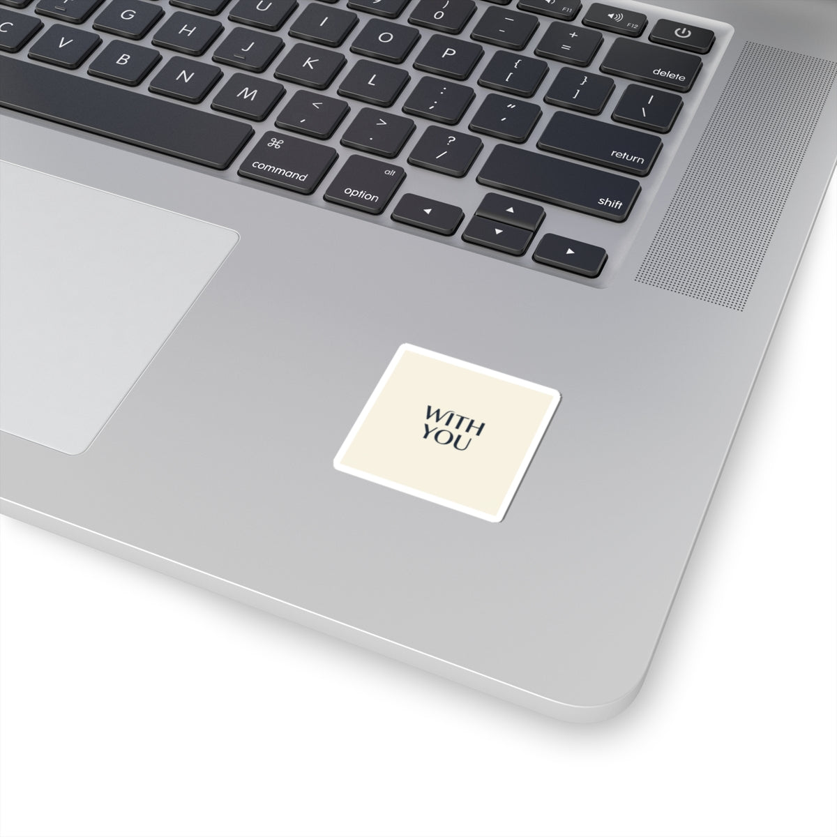 WITH YOU minimalist cyber chrome Kiss-Cut Sticker | Y2K core sleek metallic