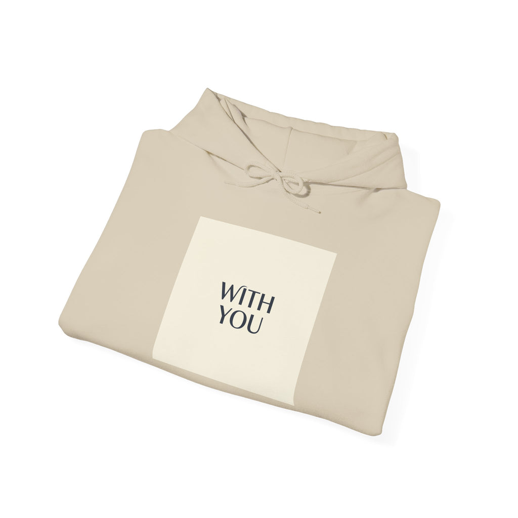 WITH YOU minimalist chrome text Hoodie | Cyber Y2K minimal, sleek metallic