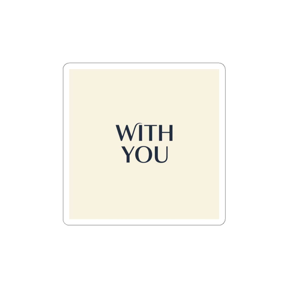 WITH YOU minimalist cyber chrome Kiss-Cut Sticker | Y2K core sleek metallic