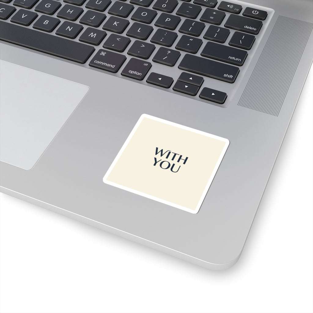 WITH YOU minimalist cyber chrome Kiss-Cut Sticker | Y2K core sleek metallic