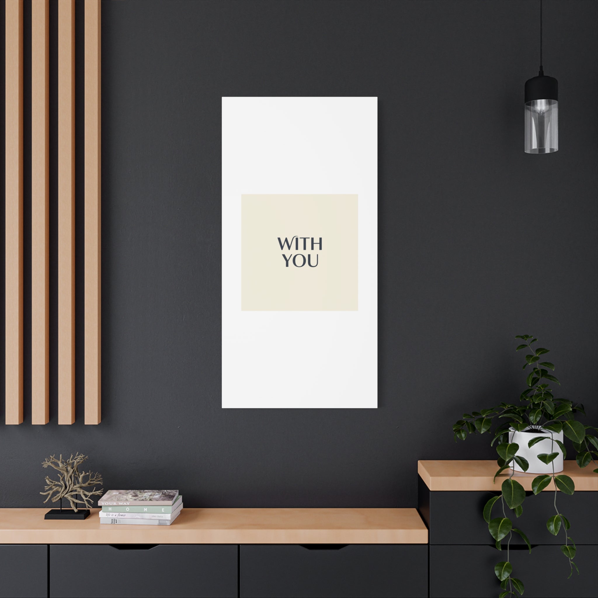 Minimal 'WITH YOU' Matte Canvas | Cyber Y2K Minimal, Sleek Metallic