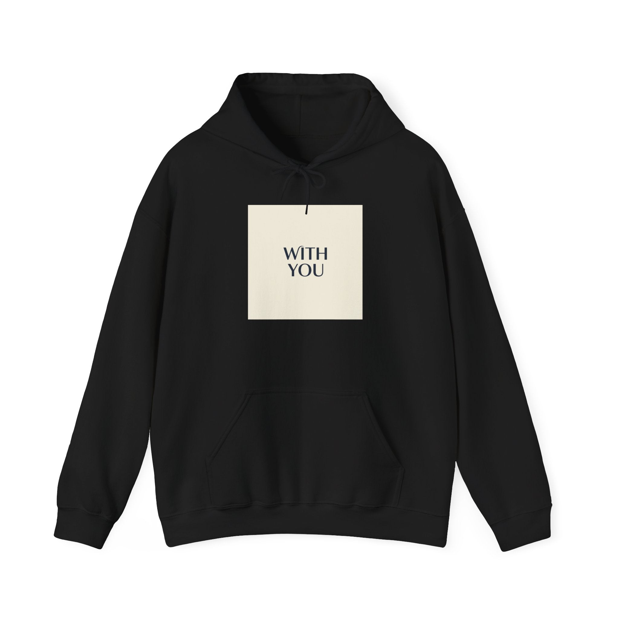 WITH YOU minimalist chrome text Hoodie | Cyber Y2K minimal, sleek metallic