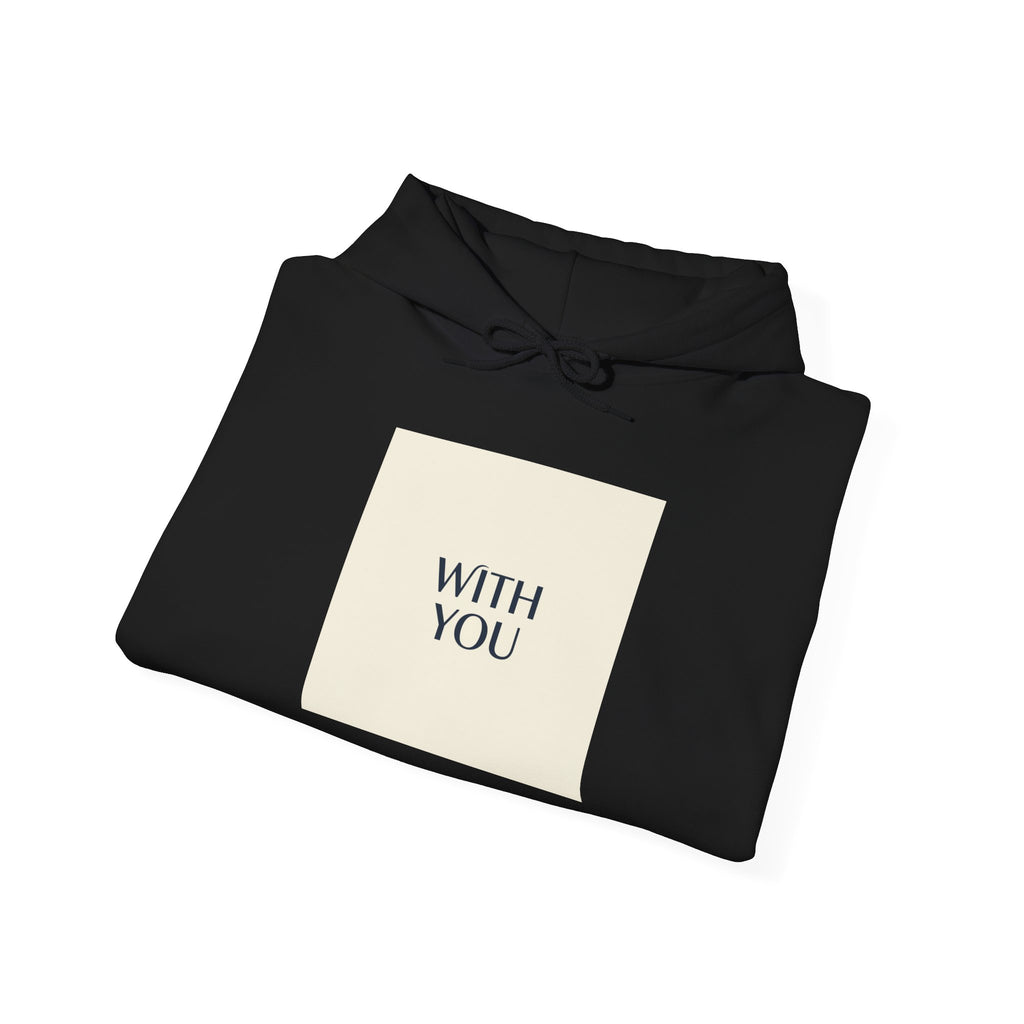 WITH YOU minimalist chrome text Hoodie | Cyber Y2K minimal, sleek metallic