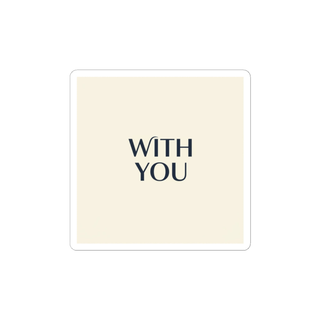 WITH YOU minimalist cyber chrome Kiss-Cut Sticker | Y2K core sleek metallic