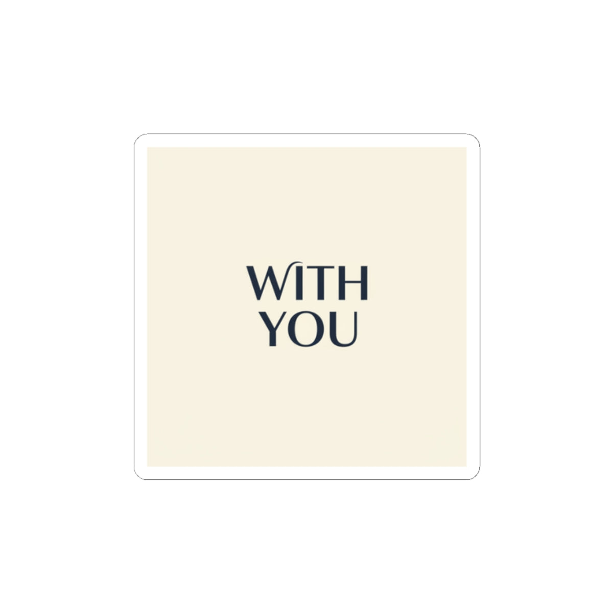 WITH YOU minimalist cyber chrome Kiss-Cut Sticker | Y2K core sleek metallic