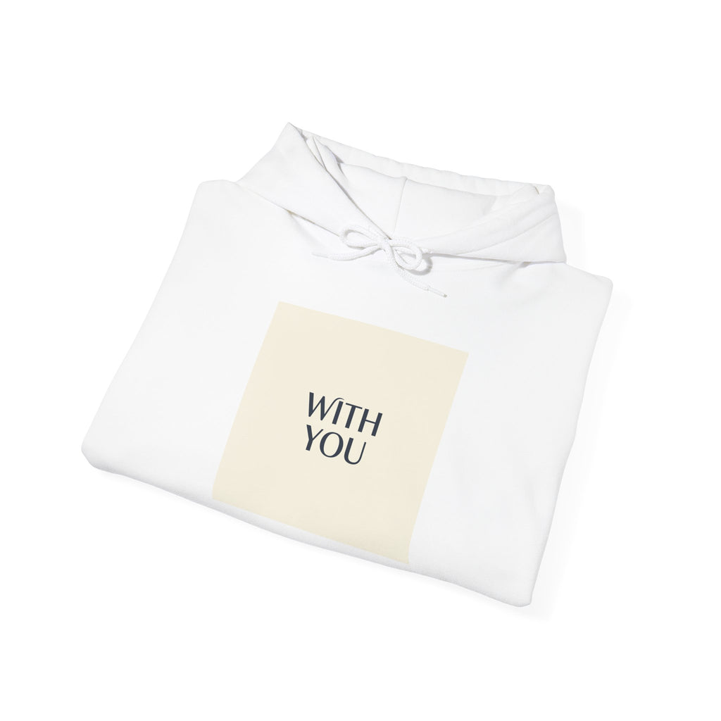 WITH YOU minimalist chrome text Hoodie | Cyber Y2K minimal, sleek metallic