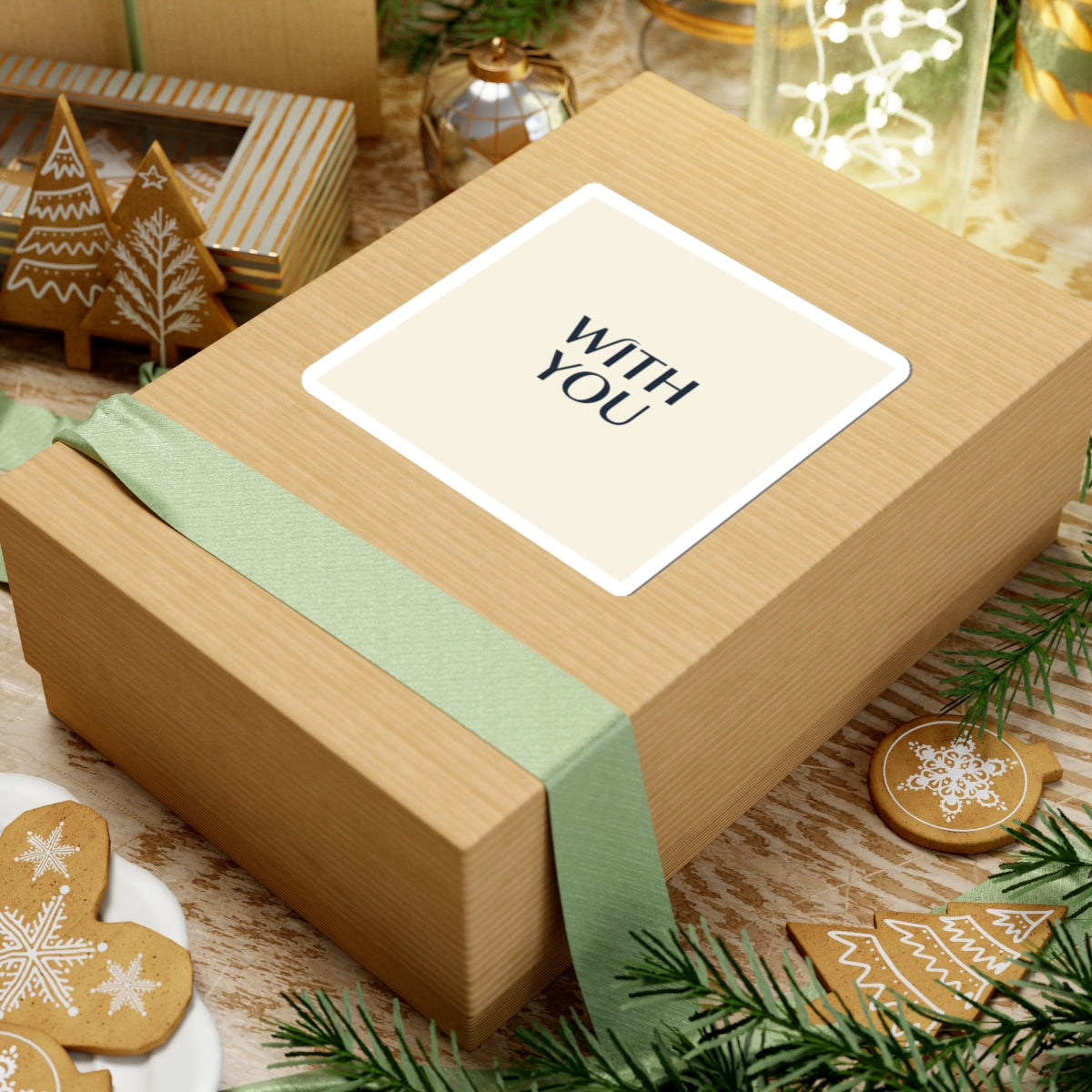 WITH YOU minimalist cyber chrome Kiss-Cut Sticker | Y2K core sleek metallic