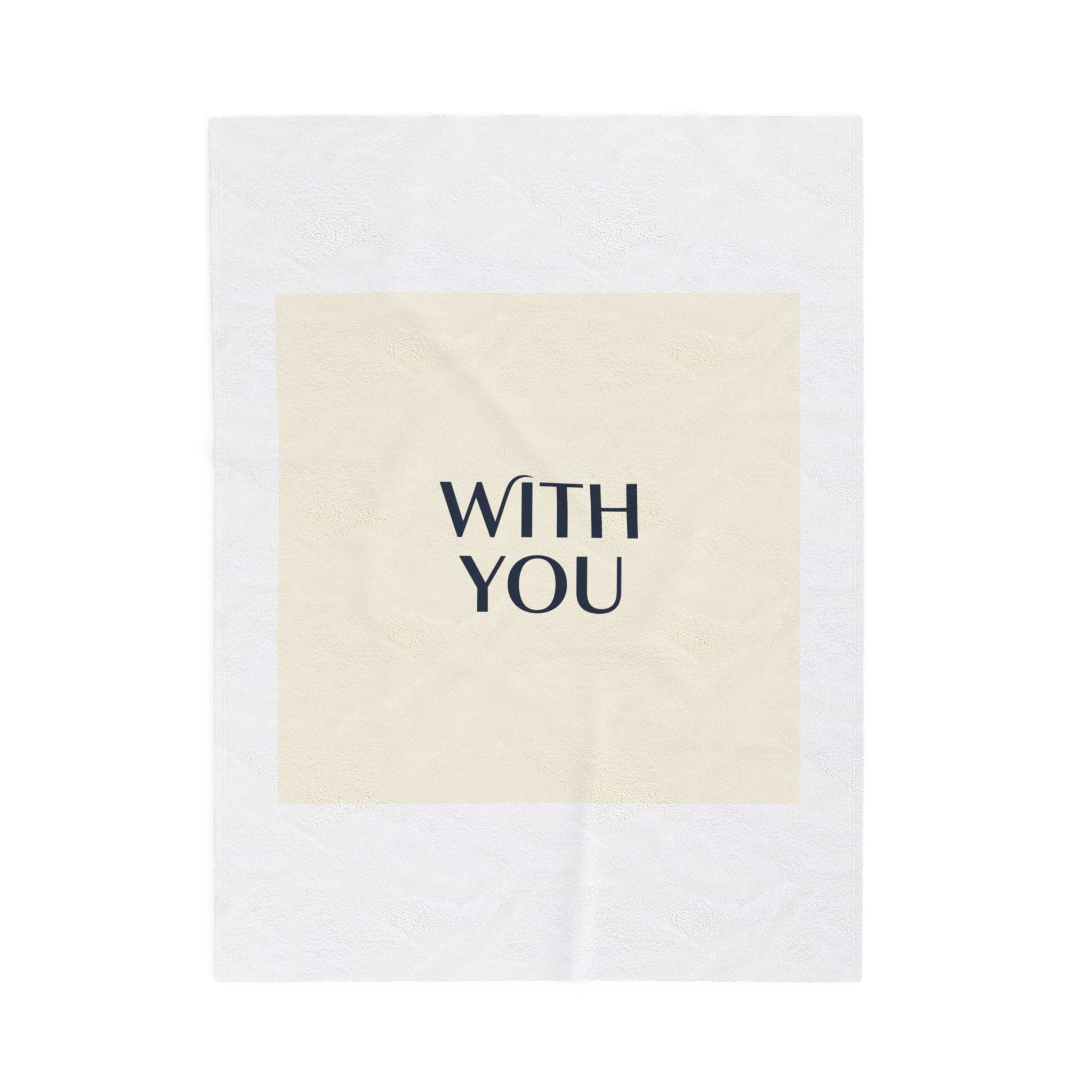 WITH YOU Minimal Text Throw Blanket | Cyber Y2K Minimal, Sleek Metallic