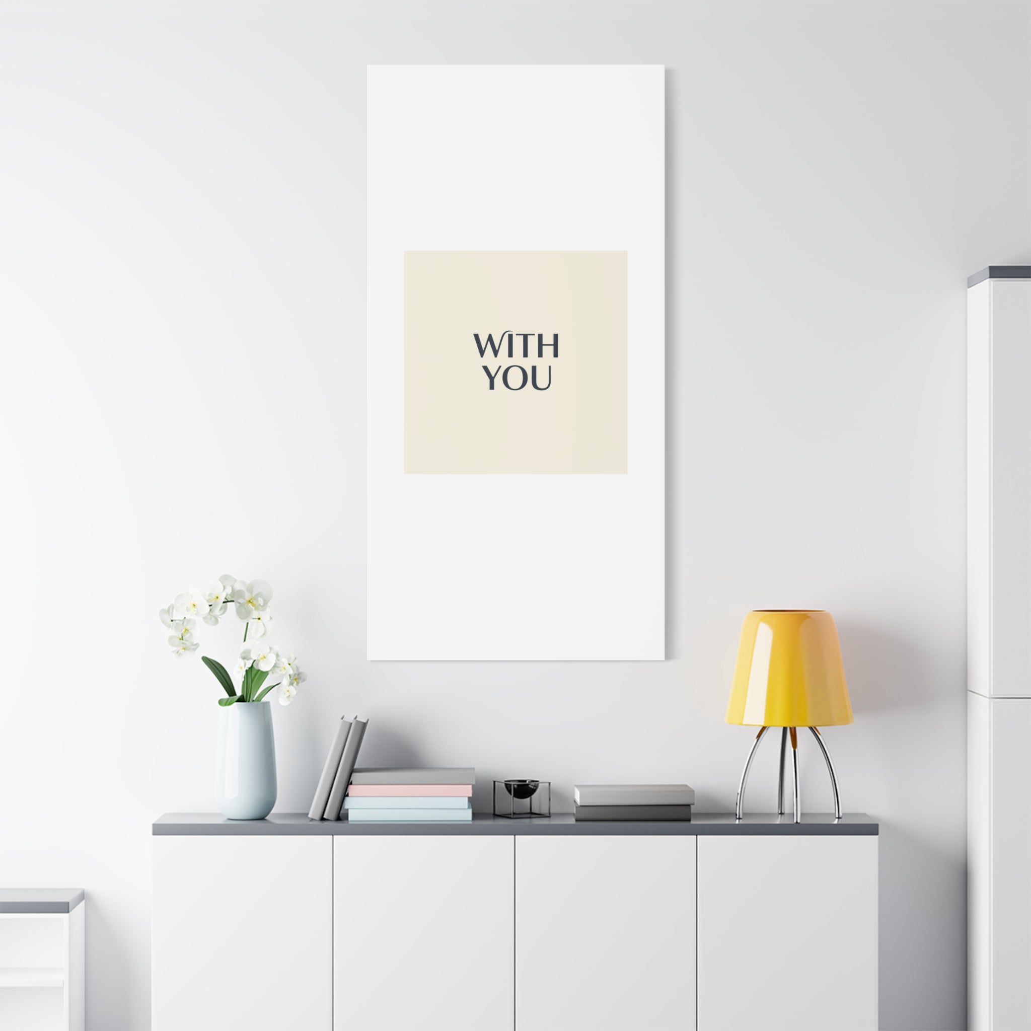 Minimal 'WITH YOU' Matte Canvas | Cyber Y2K Minimal, Sleek Metallic
