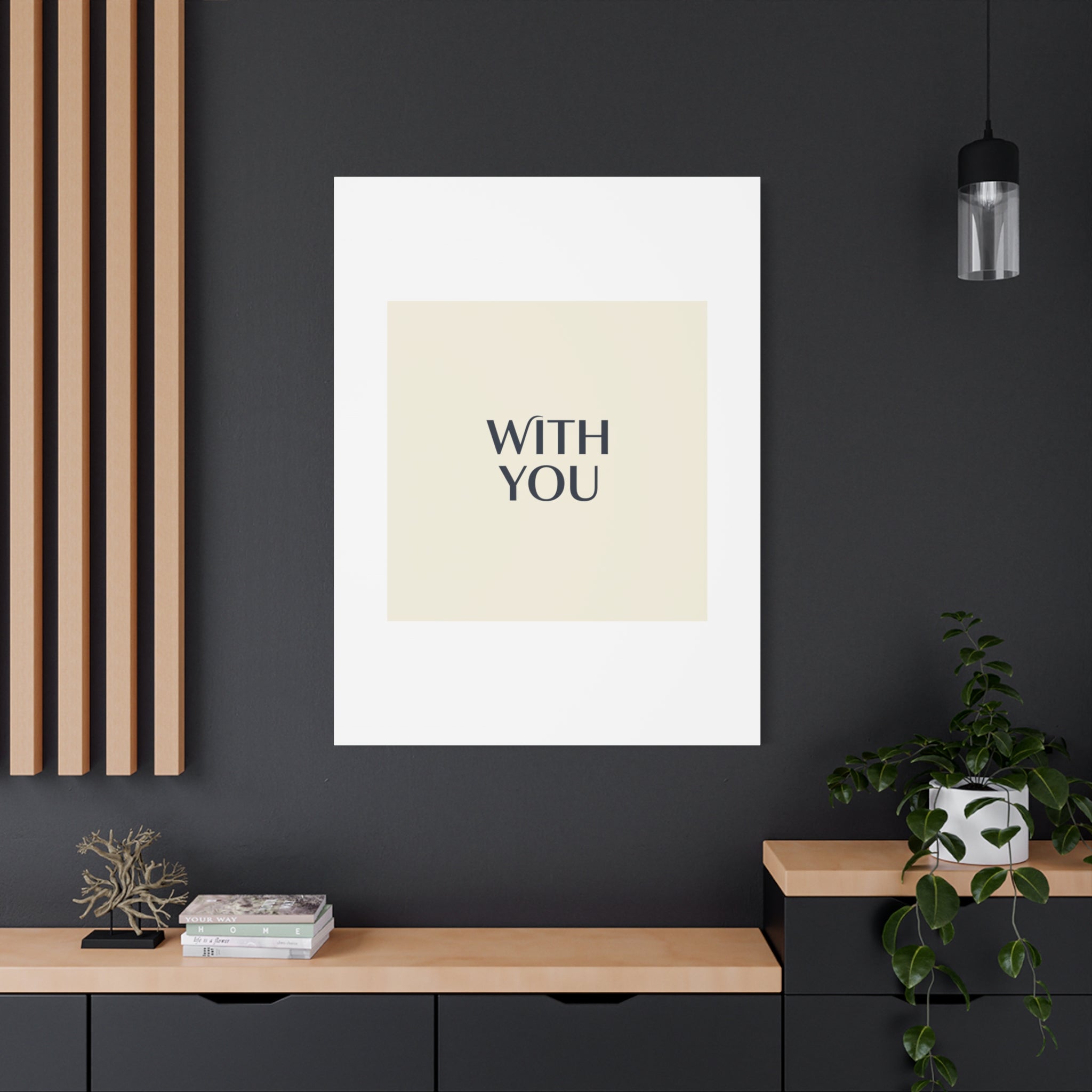 Minimal 'WITH YOU' Matte Canvas | Cyber Y2K Minimal, Sleek Metallic