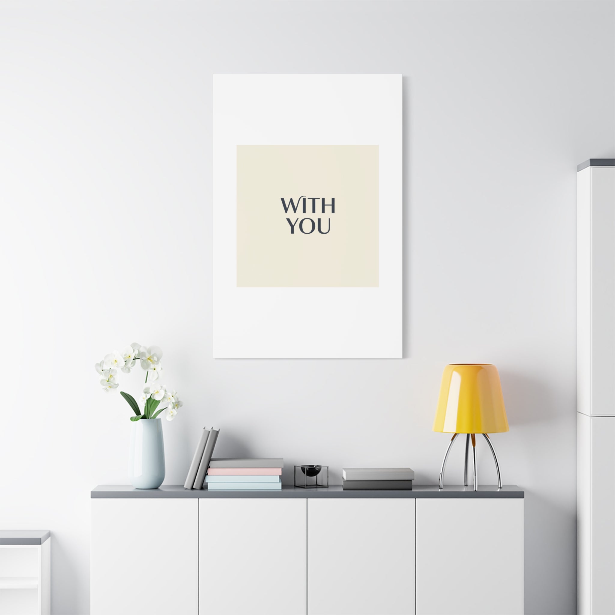 Minimal 'WITH YOU' Matte Canvas | Cyber Y2K Minimal, Sleek Metallic