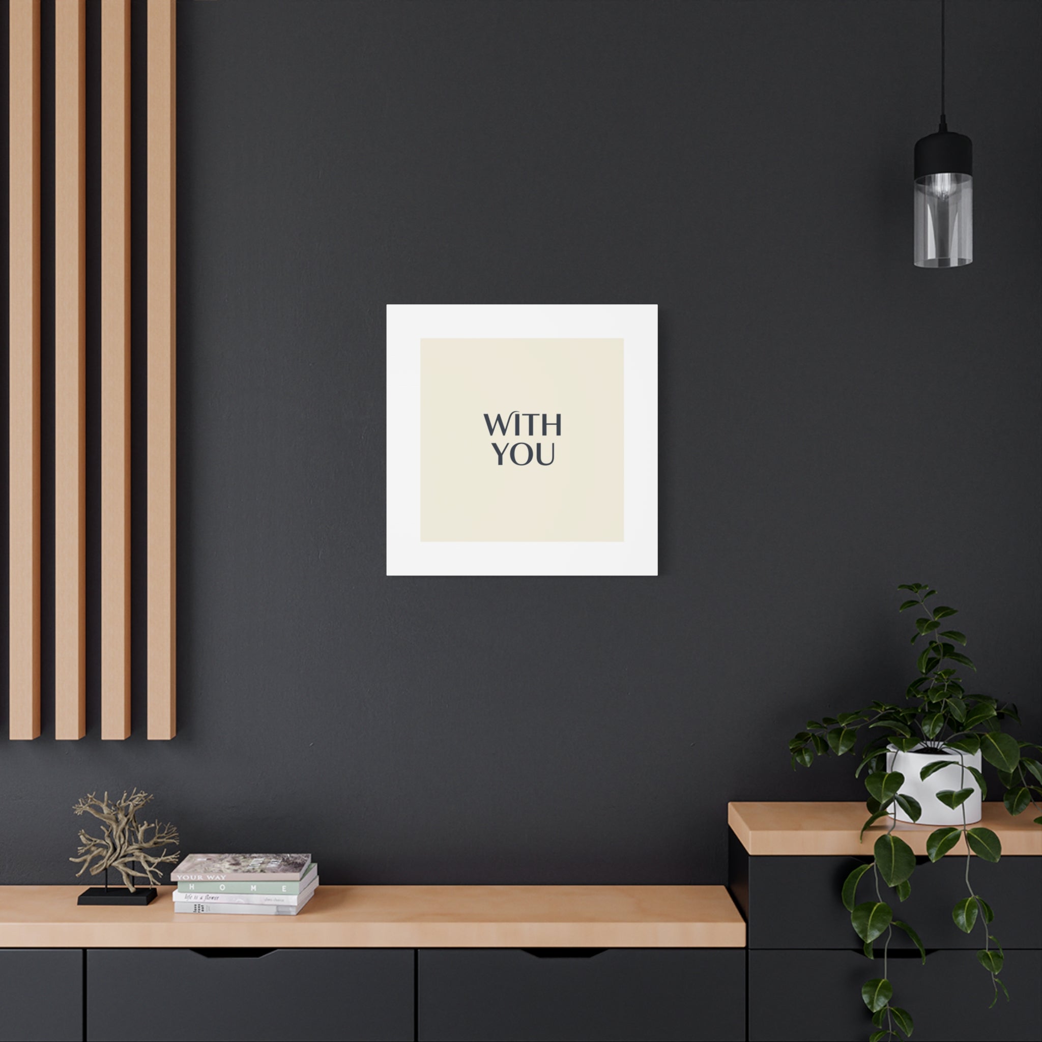 Minimal 'WITH YOU' Matte Canvas | Cyber Y2K Minimal, Sleek Metallic