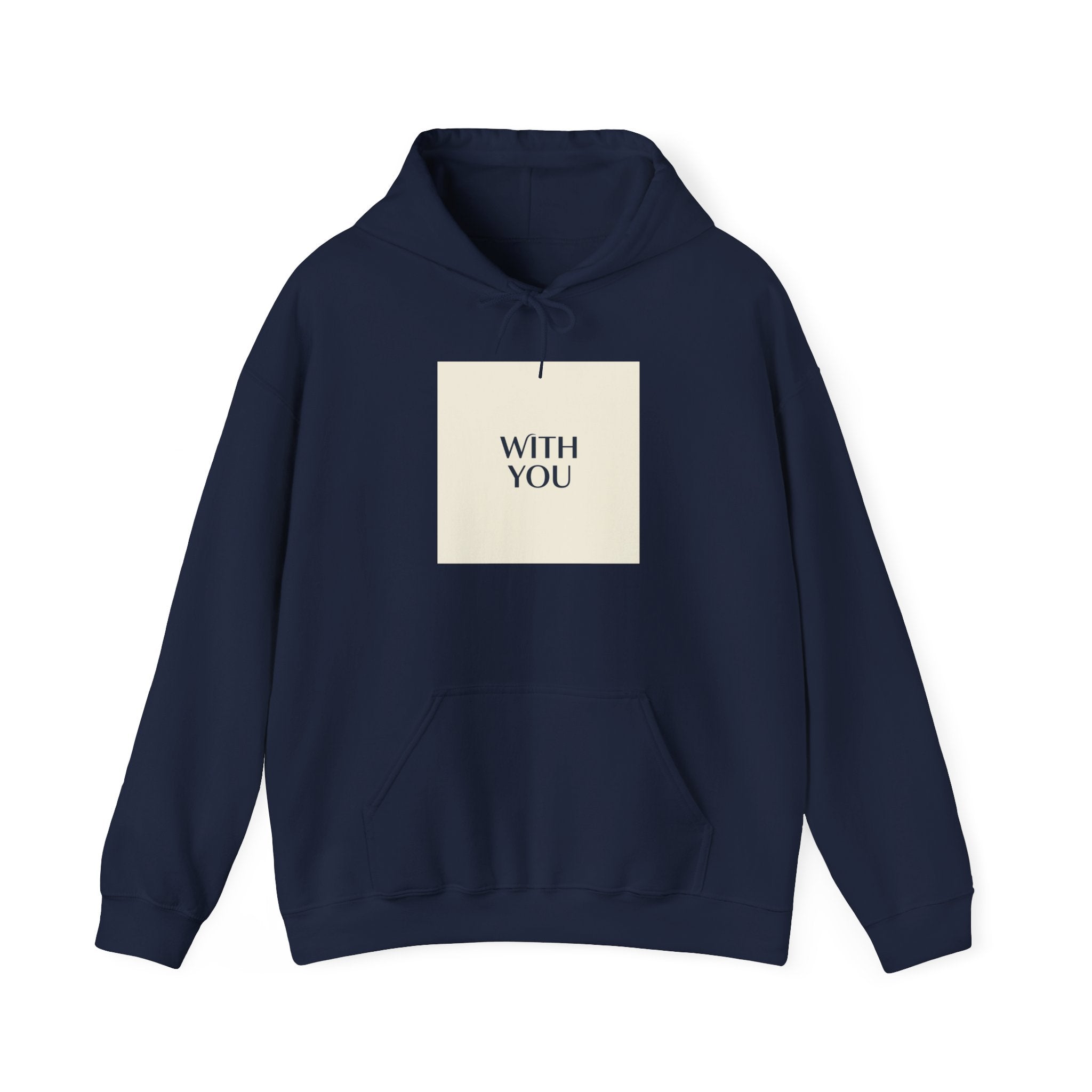 WITH YOU minimalist chrome text Hoodie | Cyber Y2K minimal, sleek metallic
