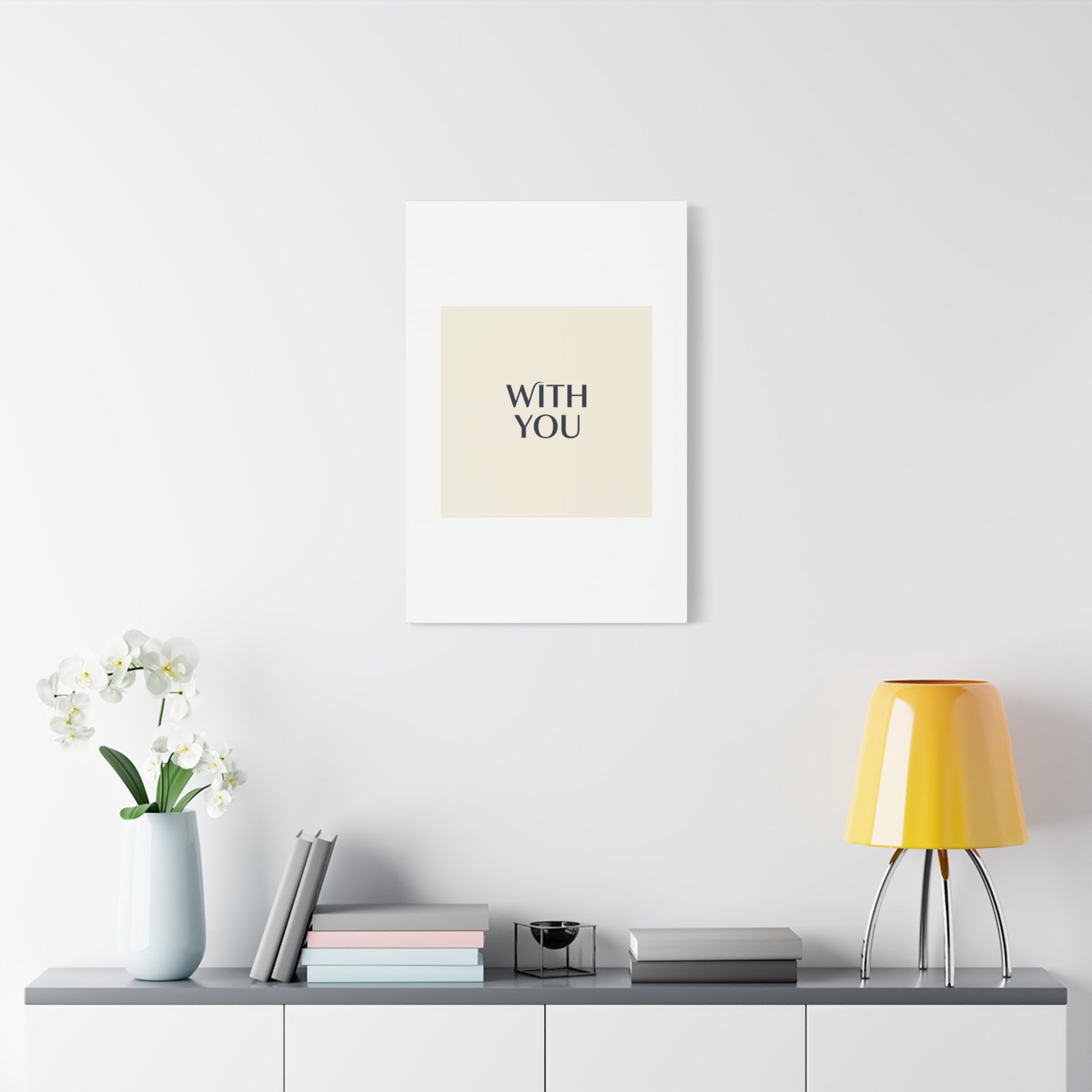 Minimal 'WITH YOU' Matte Canvas | Cyber Y2K Minimal, Sleek Metallic