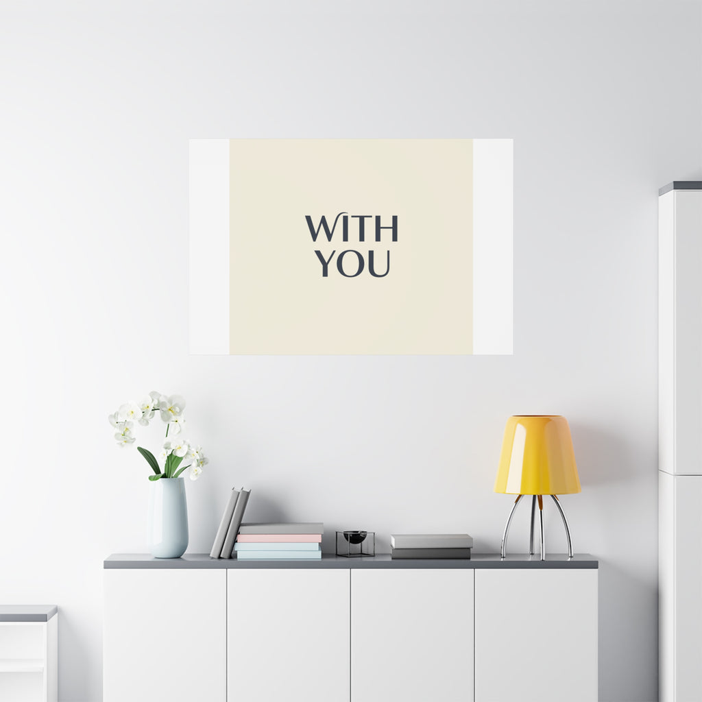 Minimal 'WITH YOU' Matte Canvas | Cyber Y2K Minimal, Sleek Metallic
