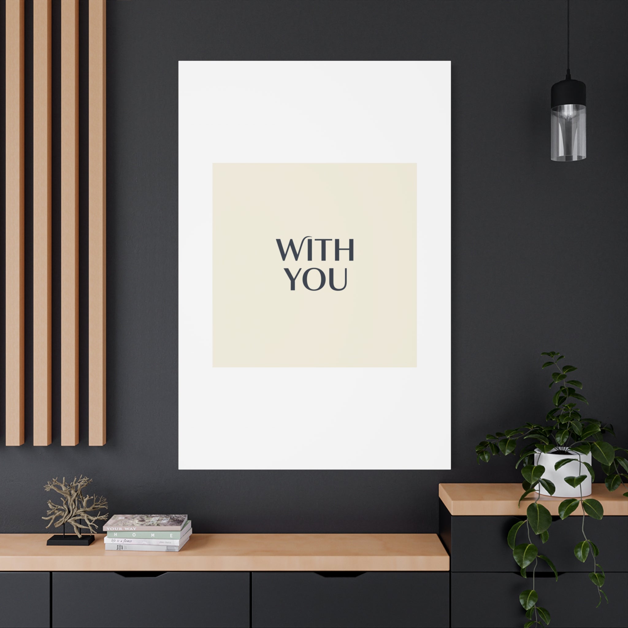 Minimal 'WITH YOU' Matte Canvas | Cyber Y2K Minimal, Sleek Metallic