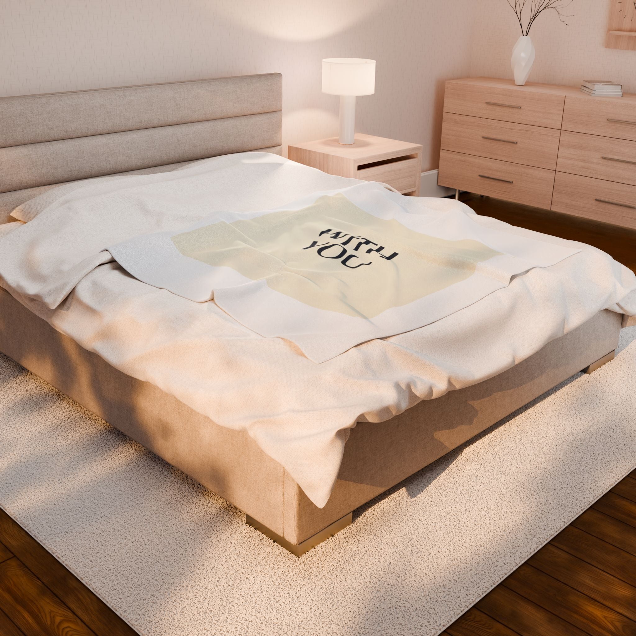 WITH YOU Minimal Text Throw Blanket | Cyber Y2K Minimal, Sleek Metallic