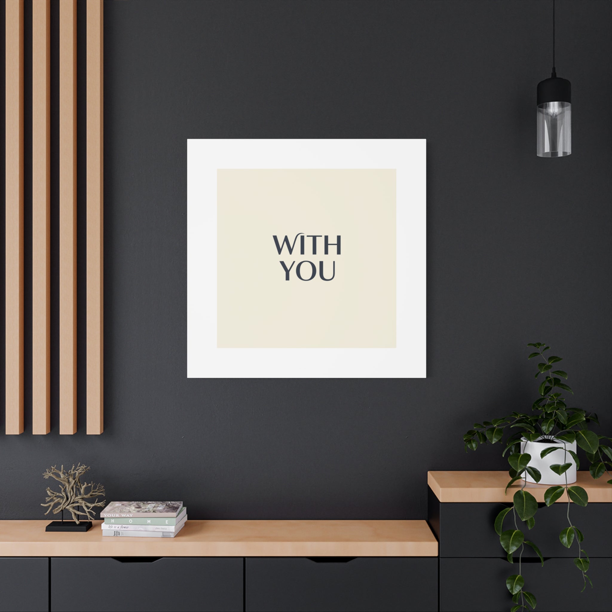 Minimal 'WITH YOU' Matte Canvas | Cyber Y2K Minimal, Sleek Metallic