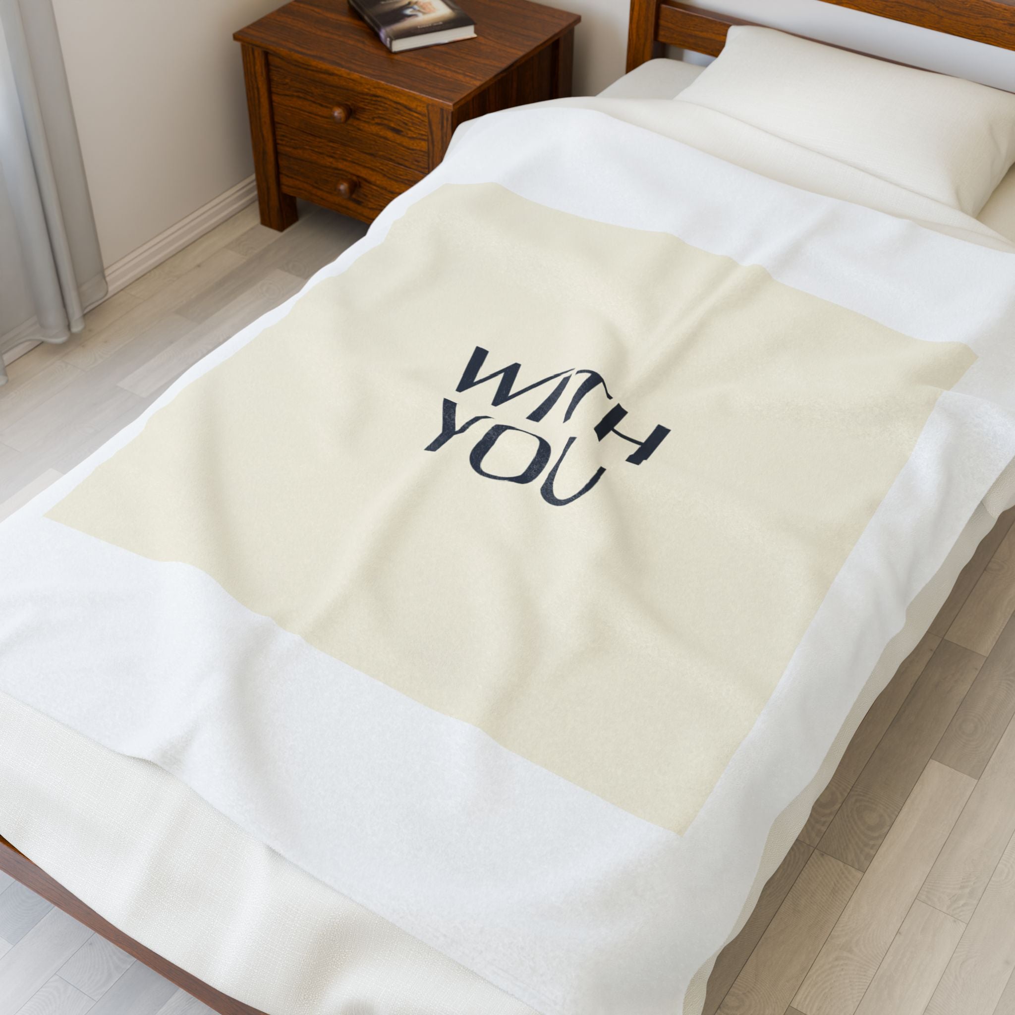 WITH YOU Minimal Text Throw Blanket | Cyber Y2K Minimal, Sleek Metallic
